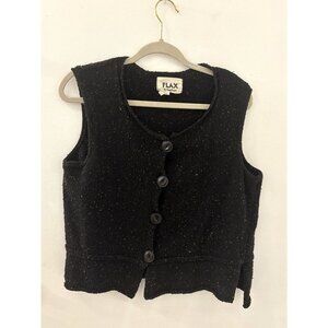 Flax Womens Speckled Boxy Button Down Cotton Sweater Top Size Small laganlook